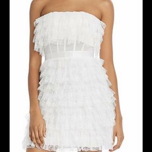 BCBG white strapless dress